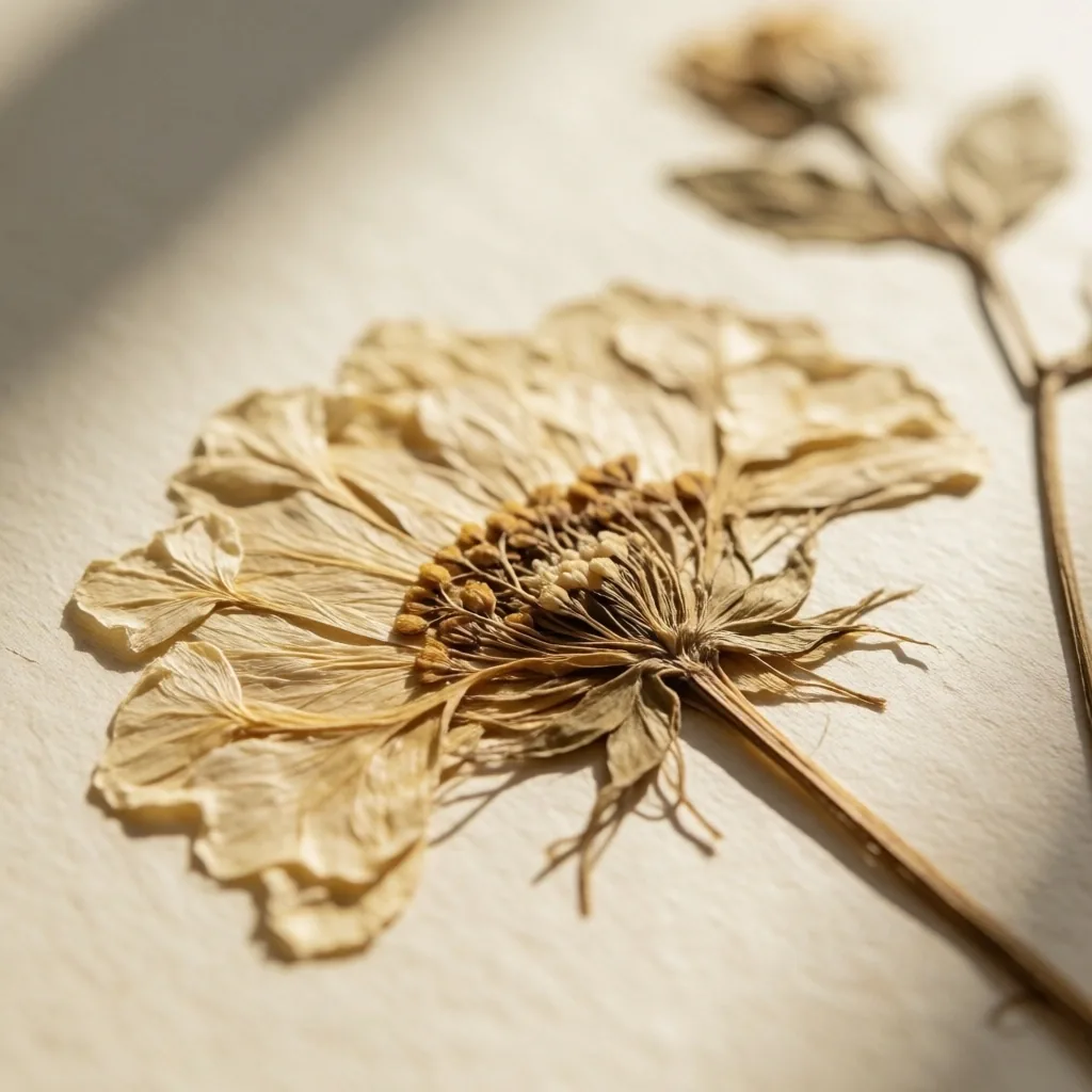Pressed botanical leaf on heavy paper