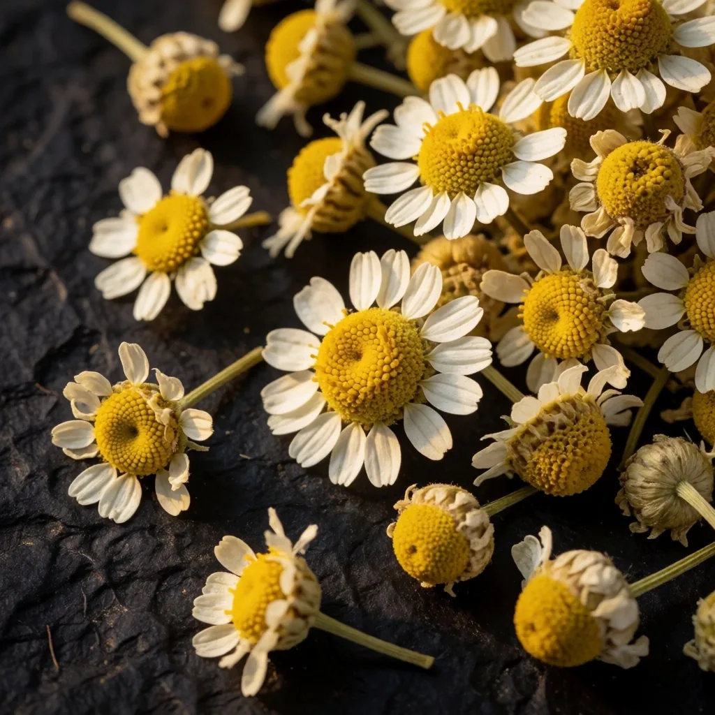 Dried chamomile flowers