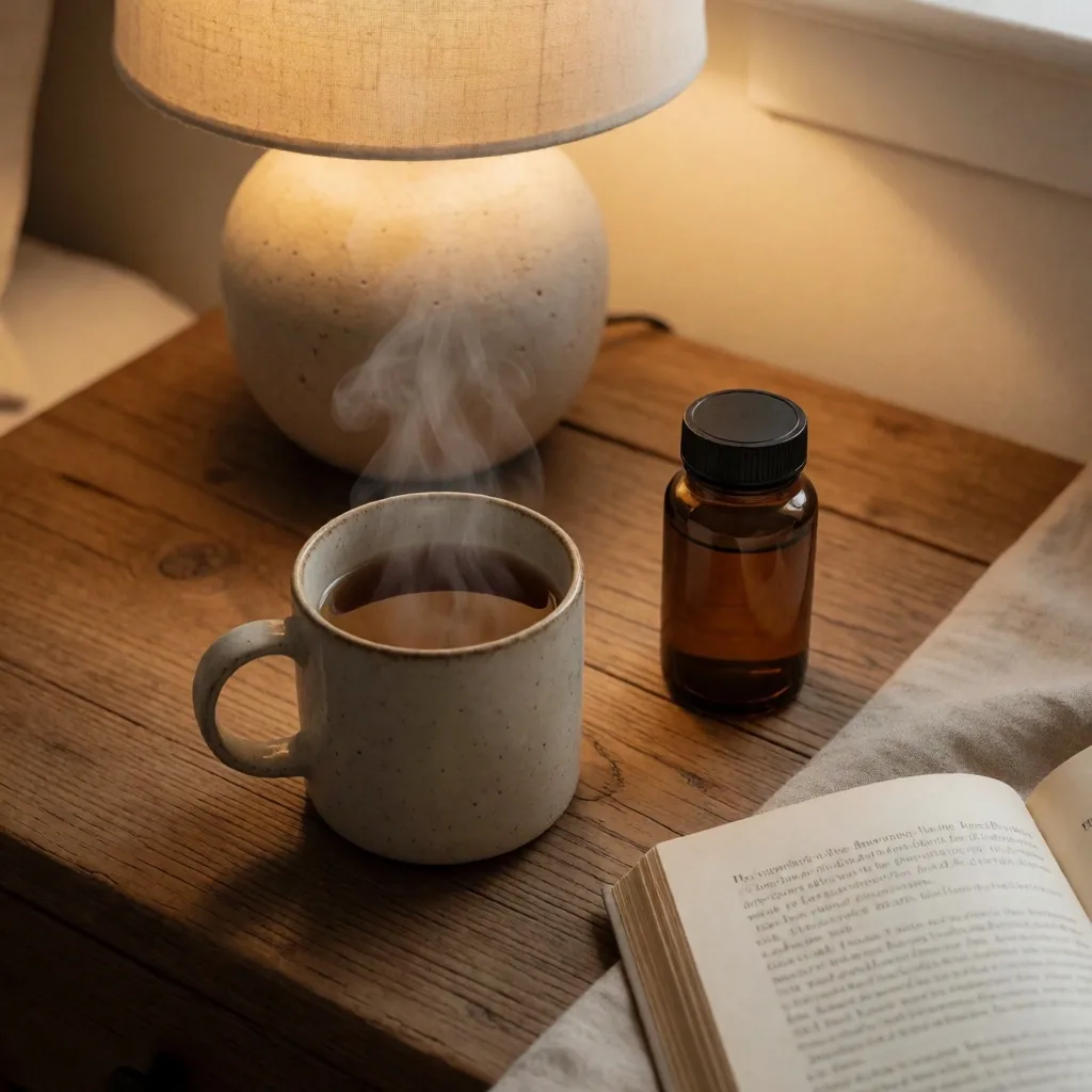 Evening ritual with tea and nutritional supplement